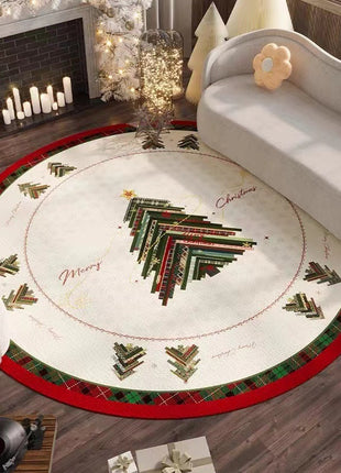 Christmas Rug - Living Room Red Festive Carpet Absorbent Non-slip