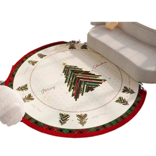 Christmas Rug - Living Room Red Festive Carpet Absorbent Non-slip