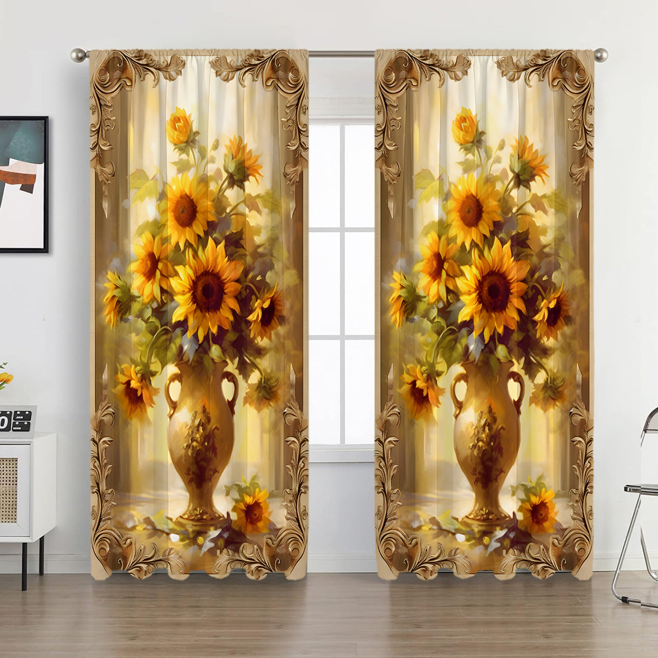 2PCS European Curtain Curtain Christmas Series Curtain Factory 3D Digital Printing Cross-border Amazon Curtain