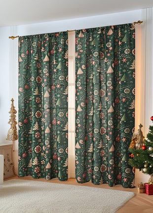 New American Christmas Curtain Christmas Theme Printed Cloth Blackout Rectangular Beautification Decorative Fabric Finished Curtain