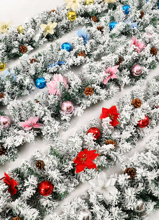 8FT Flocked Christmas Garland