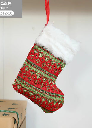 Christmas Pendant Christmas Tree Ornament Red Fabric Santa Claus Cartoon Christmas Stocking Decoration Party Gift Bag