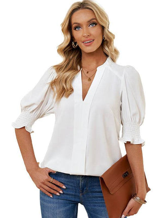 V-neck Half Sleeve Shirt For Women - MimiStylez