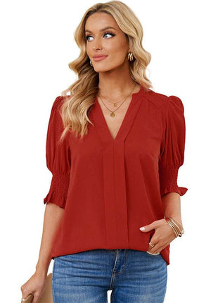 V-neck Half Sleeve Shirt For Women - MimiStylez