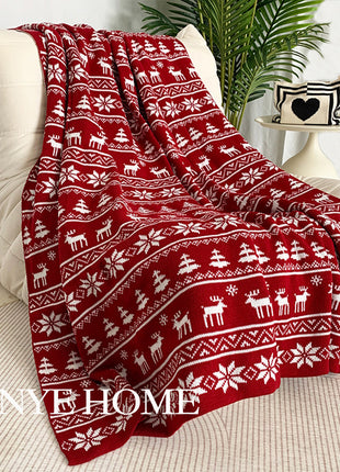Christmas New Year Blanket Holiday Decorative Blanket Living Room Sofa Blanket Red Blanket Bedroom Bed End Blanket Cover With Knitted Blanket
