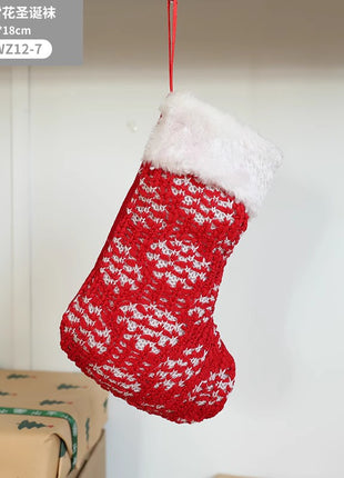 Christmas Pendant Christmas Tree Ornament Red Fabric Santa Claus Cartoon Christmas Stocking Decoration Party Gift Bag