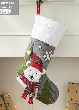 Christmas Pendant Christmas Tree Ornament Red Fabric Santa Claus Cartoon Christmas Stocking Decoration Party Gift Bag