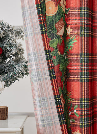 1PC Christmas Curtain Printed Shading Cloth Beautifying Curtain