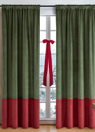 Christmas Curtain - Shading Vintage Finished Velvet Stitching Curtain