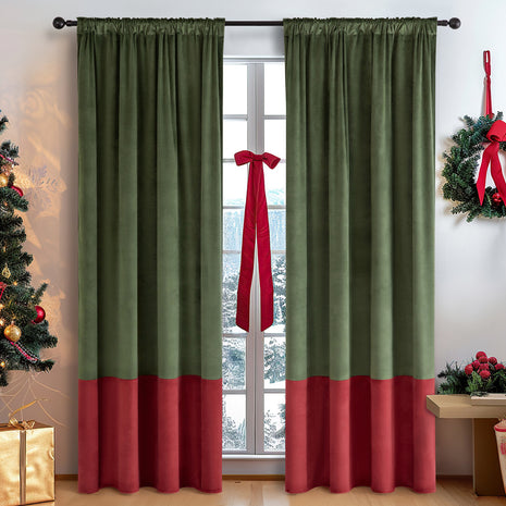 Christmas Curtain - Shading Vintage Finished Velvet Stitching Curtain