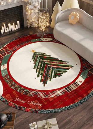 Christmas Rug - Living Room Red Festive Carpet Absorbent Non-slip