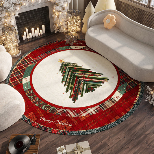 Christmas Rug - Living Room Red Festive Carpet Absorbent Non-slip