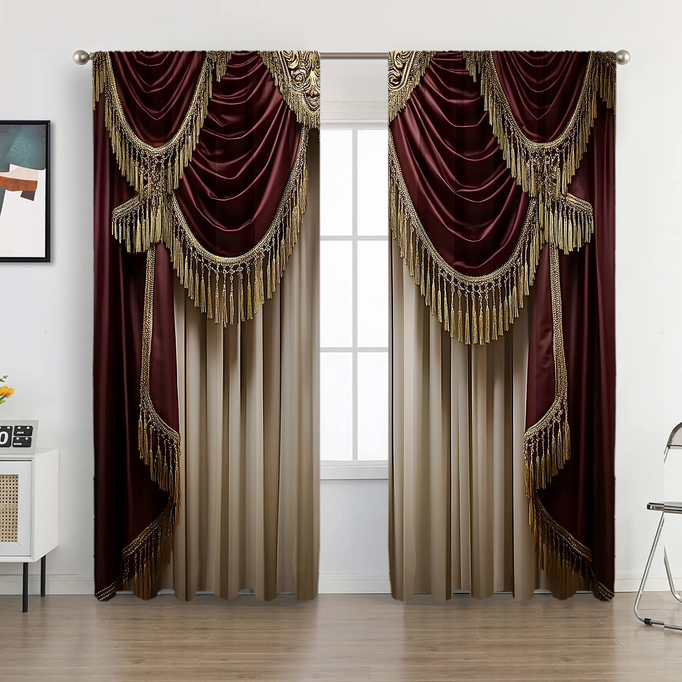 2PCS European Curtain Curtain Christmas Series Curtain Factory 3D Digital Printing Cross-border Amazon Curtain