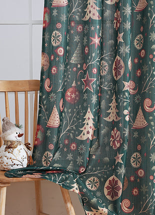 New American Christmas Curtain Christmas Theme Printed Cloth Blackout Rectangular Beautification Decorative Fabric Finished Curtain