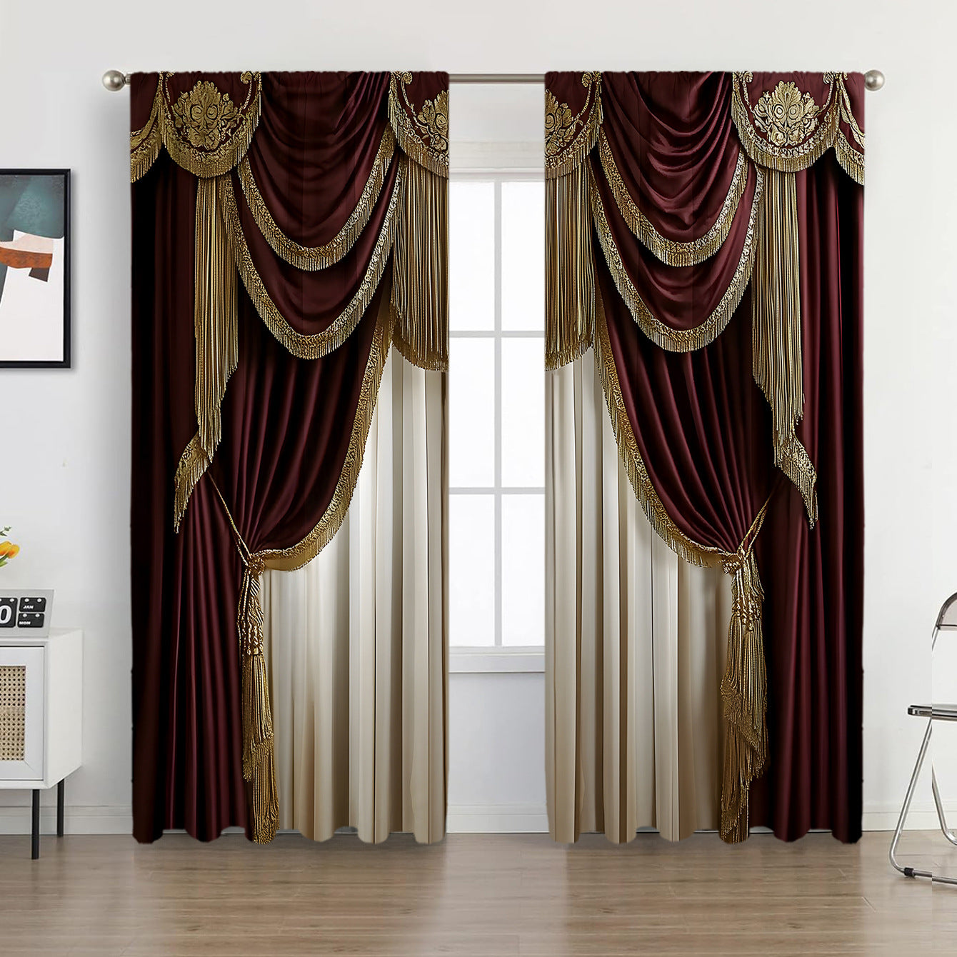 2PCS European Curtain Curtain Christmas Series Curtain Factory 3D Digital Printing Cross-border Amazon Curtain