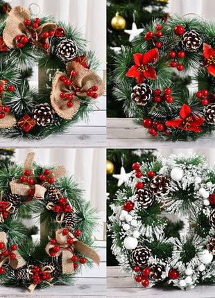 Christmas Wreath Cross-border Hot Holiday Decoration Shopping Mall Hotel 30cm Christmas Wreath Pendant Manufacturers Straight Hair