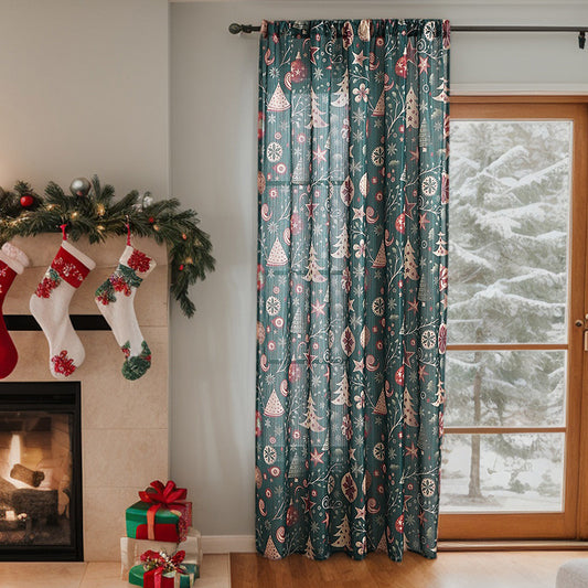 New American Christmas Curtain Christmas Theme Printed Cloth Blackout Rectangular Beautification Decorative Fabric Finished Curtain