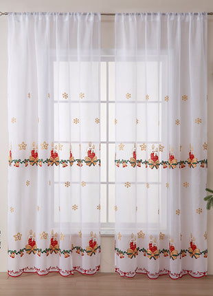 1PC Christmas Curtain Christmas Snowflake Embroidery