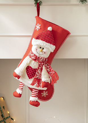 Christmas Pendant Christmas Tree Ornament Red Fabric Santa Claus Cartoon Christmas Stocking Decoration Party Gift Bag