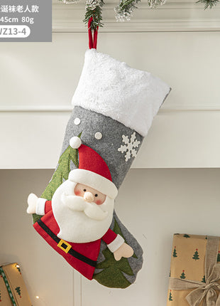 Christmas Pendant Christmas Tree Ornament Red Fabric Santa Claus Cartoon Christmas Stocking Decoration Party Gift Bag