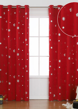 Christmas Snowflake Export Punch-Free Finished Product Classy Accessible Luxury Short Curtains Fully Blackout Polyester Cloth Cross-Border Ins