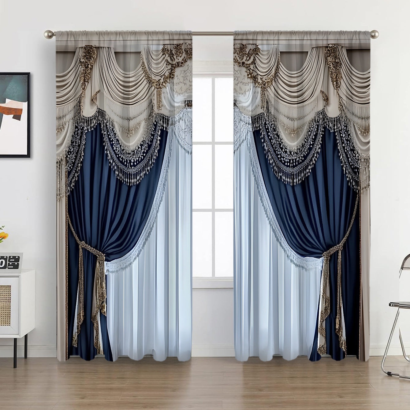 2PCS European Curtain Curtain Christmas Series Curtain Factory 3D Digital Printing Cross-border Amazon Curtain