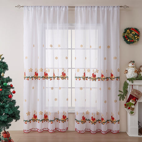 1PC Christmas Curtain Christmas Snowflake Embroidery