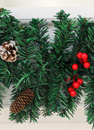 9FT Christmas Garland Pine Cone Bow Decorative Holiday Decoration