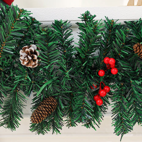 9FT Christmas Garland Pine Cone Bow Decorative Holiday Decoration
