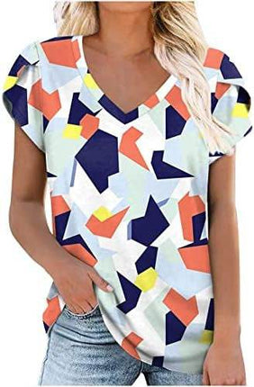 Milk Silk Abstract Printed V-neck - MimiStylez
