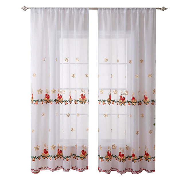 1PC Christmas Curtain Christmas Snowflake Embroidery