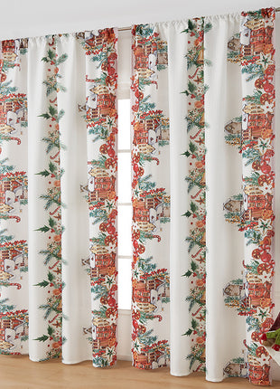 1PC Christmas Curtain Printed Shading Cloth Beautifying Curtain