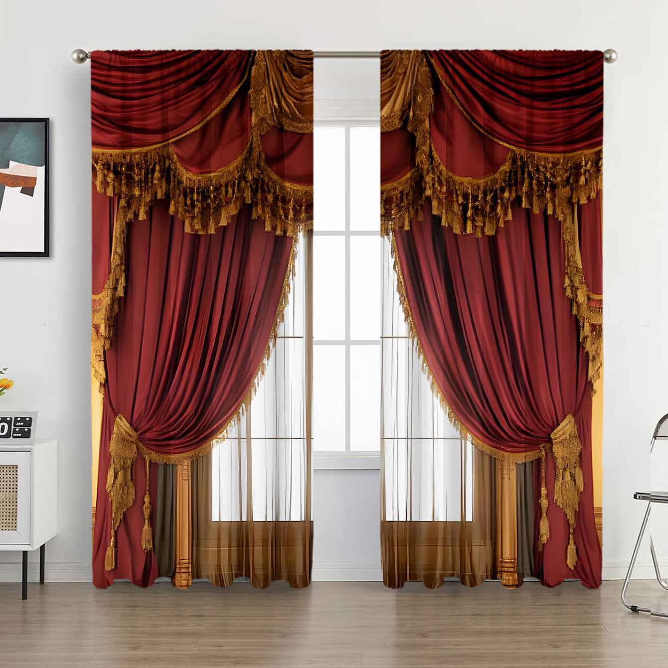 2PCS European Curtain Curtain Christmas Series Curtain Factory 3D Digital Printing Cross-border Amazon Curtain