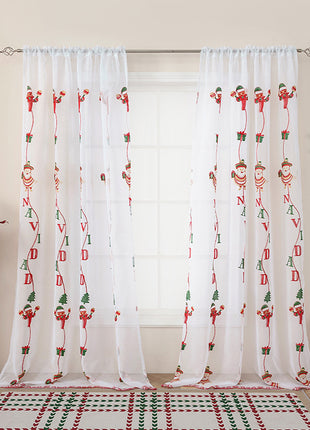 1PC Christmas Curtain Christmas Tree Embroidery