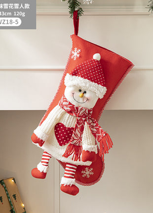 Christmas Pendant Christmas Tree Ornament Red Fabric Santa Claus Cartoon Christmas Stocking Decoration Party Gift Bag