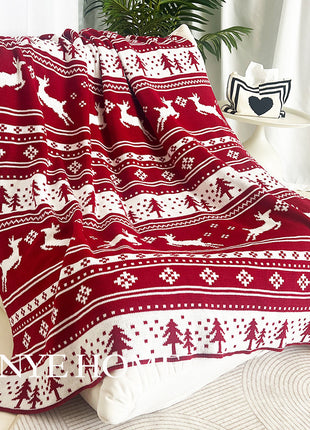 Christmas New Year Blanket Holiday Decorative Blanket Living Room Sofa Blanket Red Blanket Bedroom Bed End Blanket Cover With Knitted Blanket