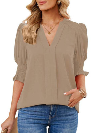 V-neck Half Sleeve Shirt For Women - MimiStylez