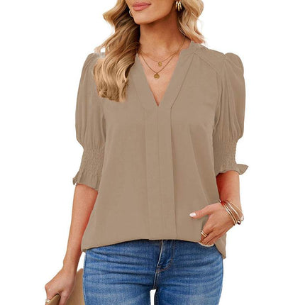 V-neck Half Sleeve Shirt For Women - MimiStylez