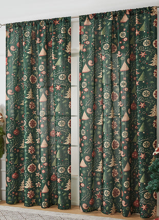 1PC Christmas Curtain Printed Shading Cloth Beautifying Curtain