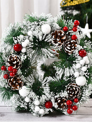 Christmas Wreath Cross-border Hot Holiday Decoration Shopping Mall Hotel 30cm Christmas Wreath Pendant Manufacturers Straight Hair