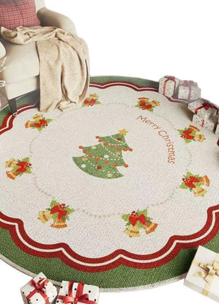 Christmas Round Carpet Living Room Atmosphere Red Decoration Festive Christmas Tree Bedroom Festive Decorations