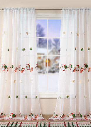 1PC Christmas Curtain Christmas Tree Embroidery