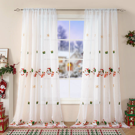 1PC Christmas Curtain Christmas Tree Embroidery
