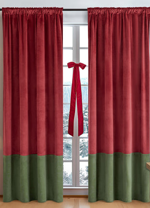 Christmas Curtain - Shading Vintage Finished Velvet Stitching Curtain