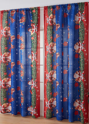1PC Christmas Curtain Printed Shading Cloth Beautifying Curtain