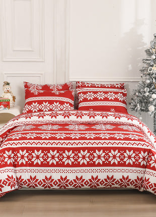 Christmas Winter Sleepers Pattern Bed Three-piece Set