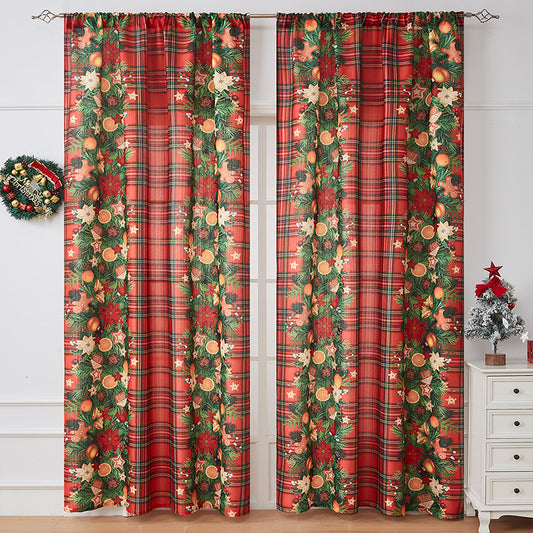 1PC Christmas Curtain Printed Shading Cloth Beautifying Curtain