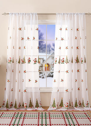 1PC Christmas Curtain Christmas Tree Embroidery