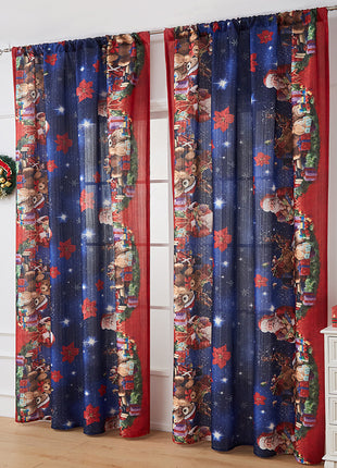 1PC Christmas Curtain Printed Shading Cloth Beautifying Curtain