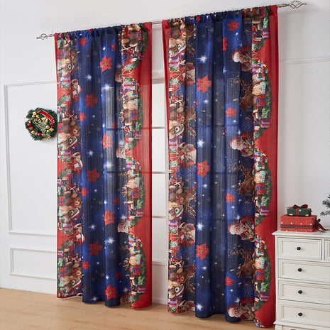 1PC Christmas Curtain Printed Shading Cloth Beautifying Curtain